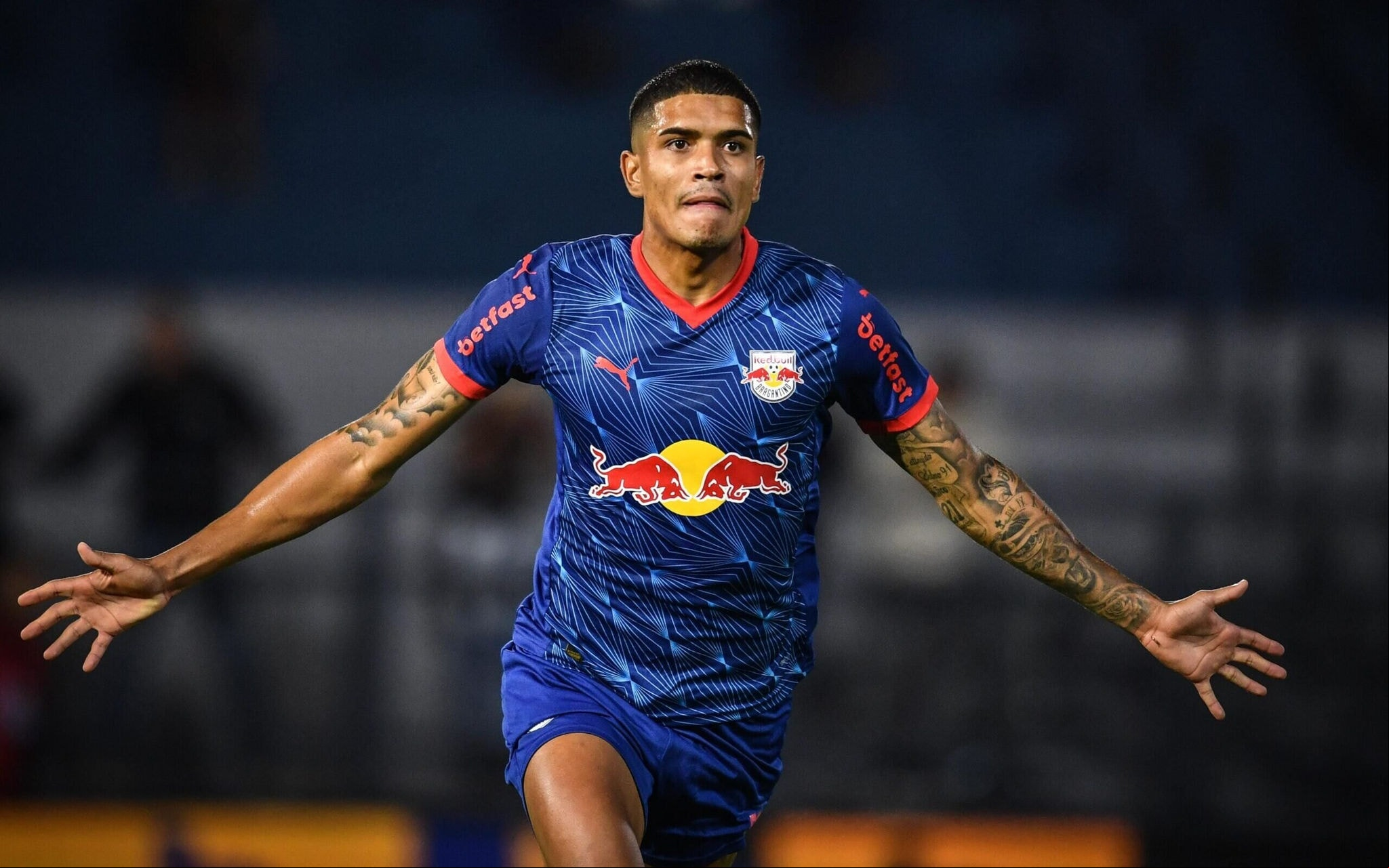Lucas Barbosa comemora gol do Red Bull Bragantino contra o Criciúma (Foto: Ari Ferreira/ Red Bull Bragantino)