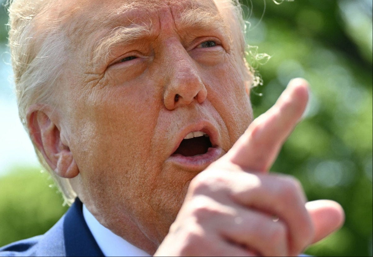 US President Donald Trump speaks to the media as he walks to board Marine One at the White House in Washington, DC, on April 29, 2025, as he departs for a rally in Michigan to mark his 10th day in office. (Photo by Mandel NGAN / AFP)