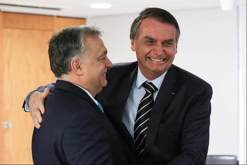 O ex- presidente Jair Bolsonaro e Viktor Orban, primeiro ministro da Hungria