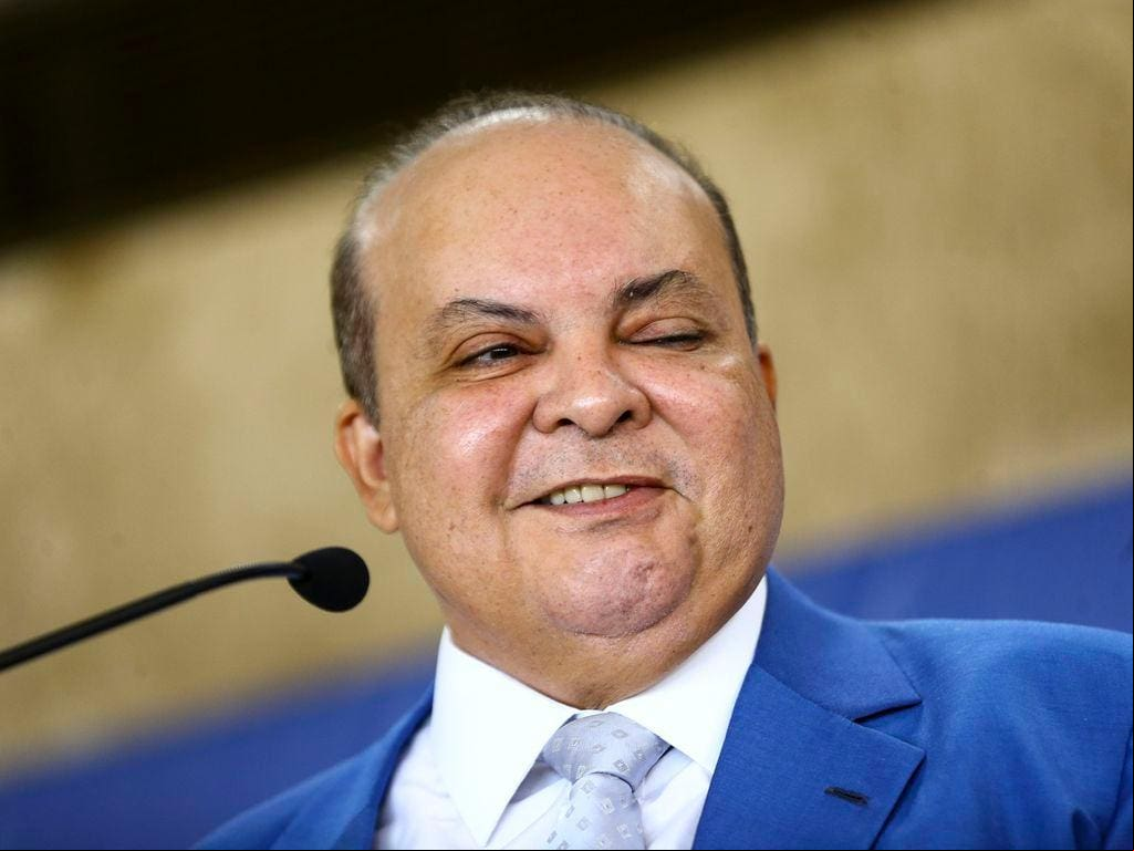 O governador do Distrito Federal, Ibaneis Rocha, durante entrevista coletiva para falar sobre seu retorno ao cargo