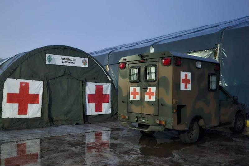 hospital de campanha Hospital de campanha montando pelo Exército Brasileiro no Rio Grande do Sul