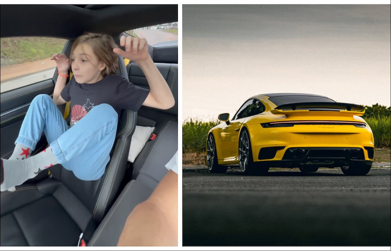 Sem cinto, garoto 'flutuou' por alguns segundos no banco do Porsche 911 Turbo S