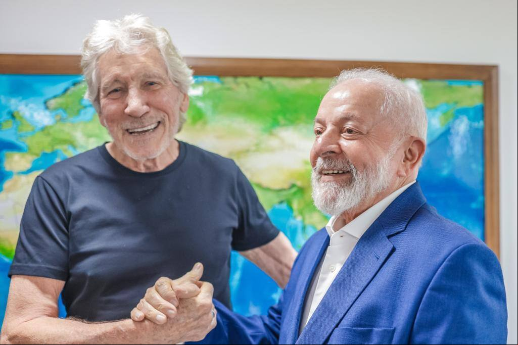 O presidente Luiz Inácio Lula da Silva (PT) e o músico Roger Waters