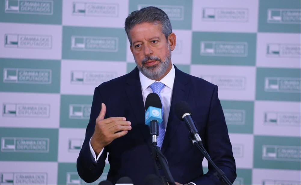 O presidente da Câmara dos Deputados, Arthur Lira, durante entrevista coletiva