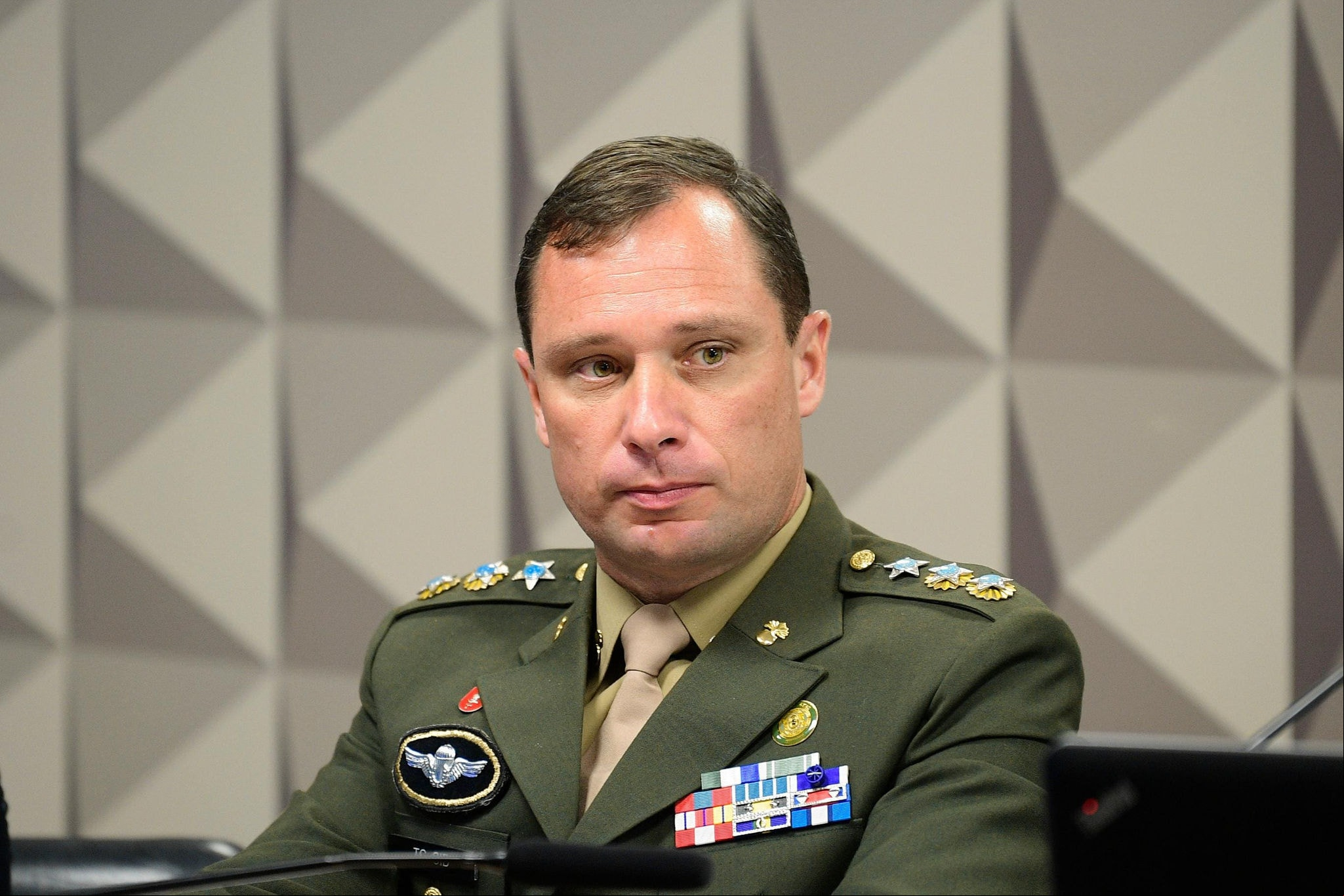 O tenente-coronel Mauro Cid, enquanto prestava depoimento à MI do 8 de janeiro, em julho O tenente-coronel Mauro Cid, enquanto prestava depoimento à MI do 8 de janeiro, em julho