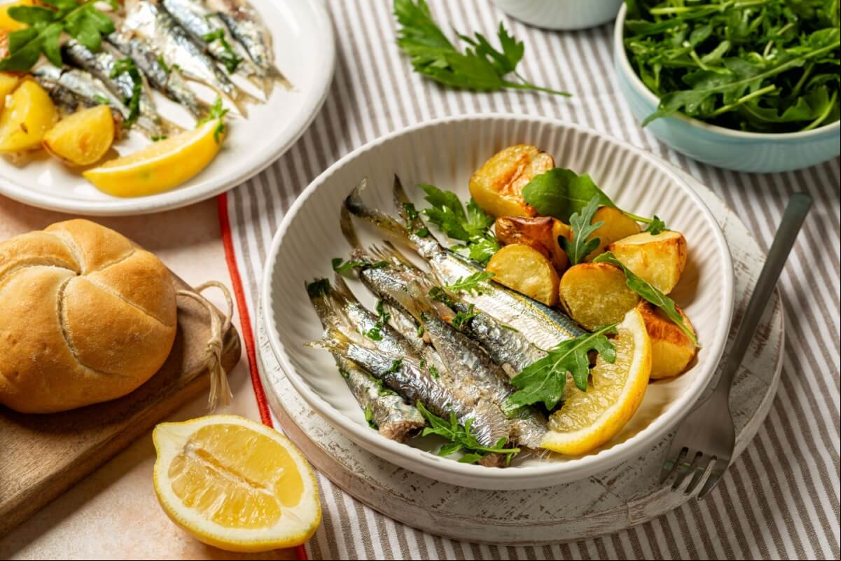 Sardinha assada com batata