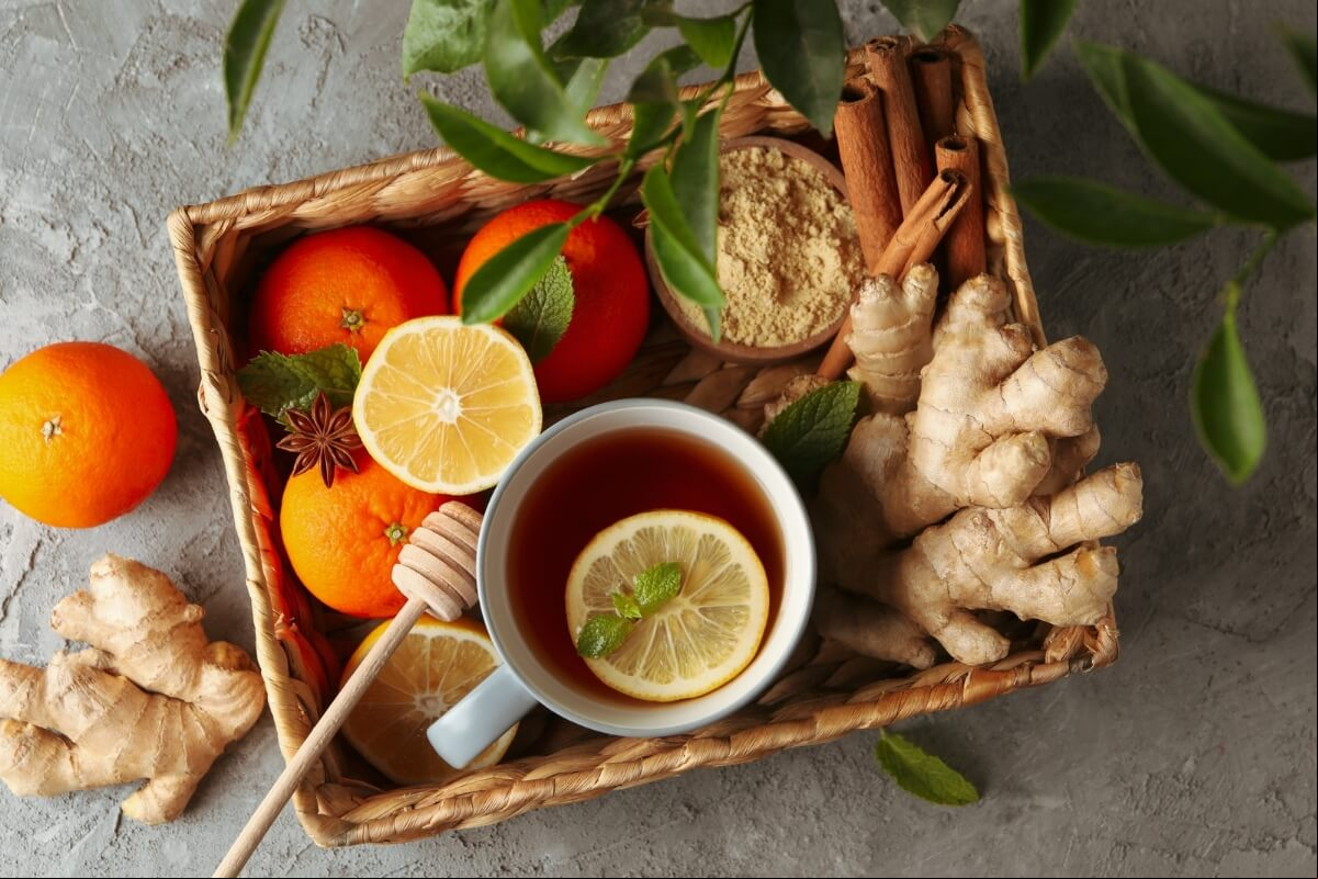 Chá de laranja com gengibre