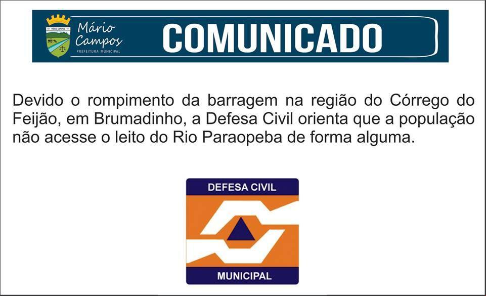 Prefeituras avisam para moradores ficarem longe do rio Paraopeba